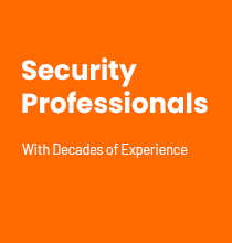 A picture of the words security professionals with decades of experience.